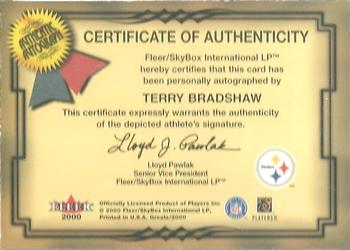2000 Fleer Greats of the Game - Gold Border Autographs #NNO Terry Bradshaw Back