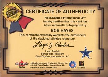 2000 Fleer Greats of the Game - Gold Border Autographs #NNO Bob Hayes Back