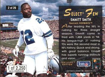 1995 Select Certified - Select Few #2 Emmitt Smith Back