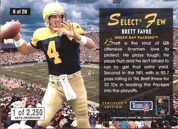1995 Select Certified - Select Few #6 Brett Favre Back