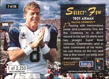 1995 Select Certified - Select Few #7 Troy Aikman Back