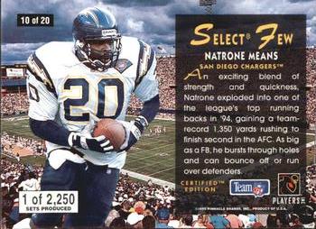 1995 Select Certified - Select Few #10 Natrone Means Back