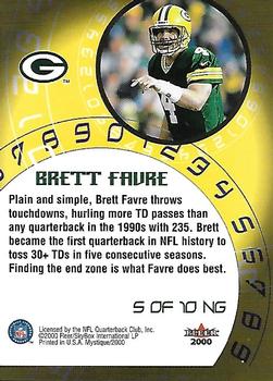 2000 Fleer Mystique - Numbers Game #5 NG Brett Favre Back