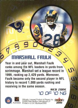 2000 Fleer Mystique - Numbers Game Red Zone #10 NG Marshall Faulk Back