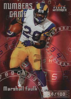 2000 Fleer Mystique - Numbers Game Red Zone #10 NG Marshall Faulk Front