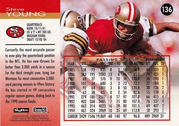 1995 SkyBox Impact #136 Steve Young Back