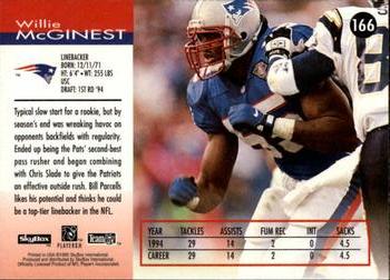 1995 SkyBox Impact #166 Willie McGinest Back