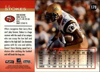 1995 SkyBox Impact #178 J.J. Stokes Back
