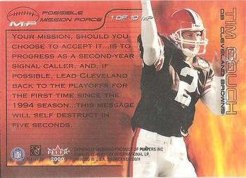 2000 Fleer Showcase - Mission Possible #1 MP Tim Couch Back