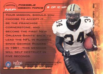 2000 Fleer Showcase - Mission Possible #3 MP Ricky Williams Back