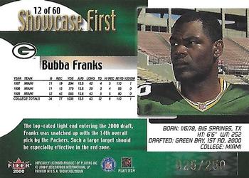 2000 Fleer Showcase - Rookie Showcase Firsts #12 Bubba Franks Back