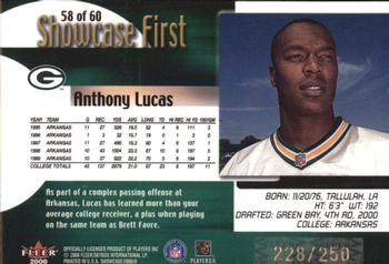 2000 Fleer Showcase - Rookie Showcase Firsts #58 Anthony Lucas Back