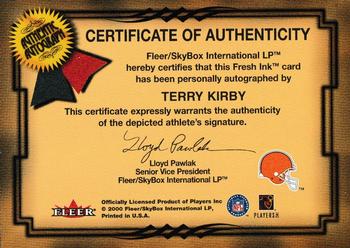 2000 Fleer Tradition - Autographics #NNO Terry Kirby Back
