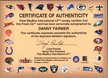 2000 Fleer Tradition - Autographics Gold #NNO Danny Farmer Back