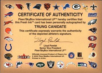 2000 Fleer Tradition - Autographics Silver #NNO Trung Canidate Back