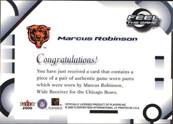 2000 Fleer Tradition - Feel the Game #NNO Marcus Robinson Back
