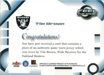 2000 Fleer Tradition - Feel the Game Gold #NNO Tim Brown Back