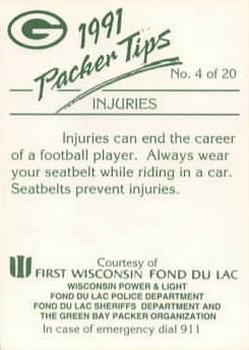 1991 Green Bay Packers Police - First Wisconsin Fond du Lac, Wisconsin Power & Light, Fond du Lac Police Department #4 Chuck Cecil Back