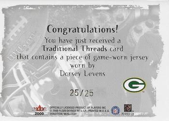2000 Fleer Tradition Glossy - Traditional Threads #NNO Dorsey Levens Back