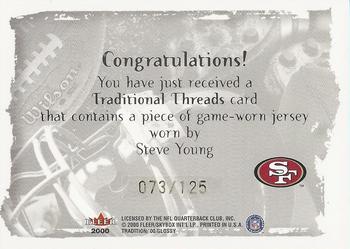 2000 Fleer Tradition Glossy - Traditional Threads #NNO Steve Young Back