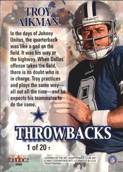 2000 Fleer Tradition - Throwbacks #1 T Troy Aikman Back