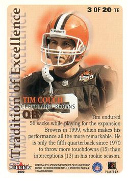 2000 Fleer Tradition - Tradition of Excellence #3 TE Tim Couch Back