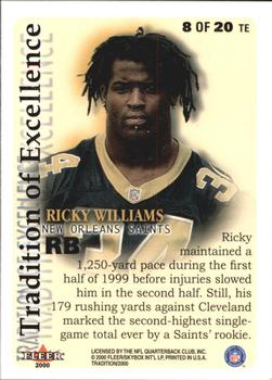 2000 Fleer Tradition - Tradition of Excellence #8 TE Ricky Williams Back