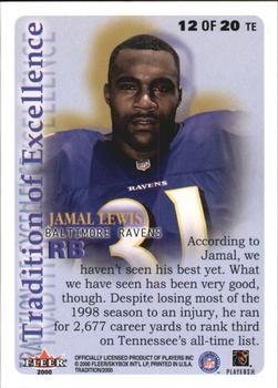 2000 Fleer Tradition - Tradition of Excellence #12 TE Jamal Lewis Back