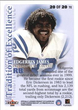 2000 Fleer Tradition - Tradition of Excellence #20 TE Edgerrin James Back