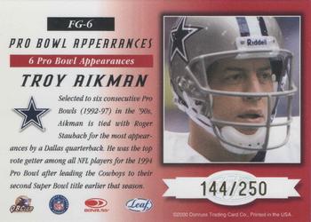 2000 Leaf Certified - Fabric of the Game #FG-6 Troy Aikman Back