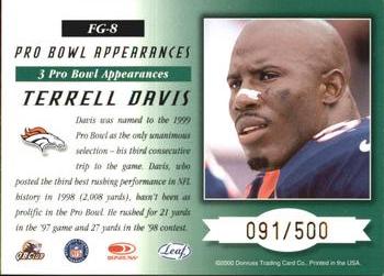 2000 Leaf Certified - Fabric of the Game #FG-8 Terrell Davis Back