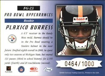 2000 Leaf Certified - Fabric of the Game #FG-23 Plaxico Burress Back
