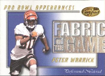 2000 Leaf Certified - Fabric of the Game #FG-25 Peter Warrick Front