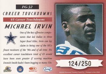 2000 Leaf Certified - Fabric of the Game #FG-32 Michael Irvin Back