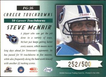 2000 Leaf Certified - Fabric of the Game #FG-36 Steve McNair Back