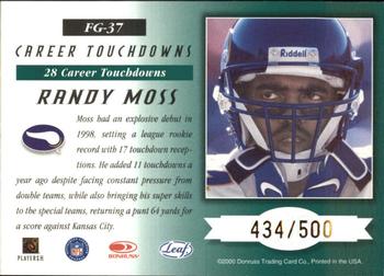 2000 Leaf Certified - Fabric of the Game #FG-37 Randy Moss Back