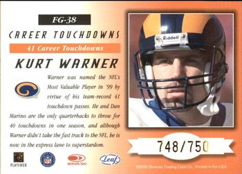 2000 Leaf Certified - Fabric of the Game #FG-38 Kurt Warner Back