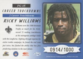 2000 Leaf Certified - Fabric of the Game #FG-45 Ricky Williams Back