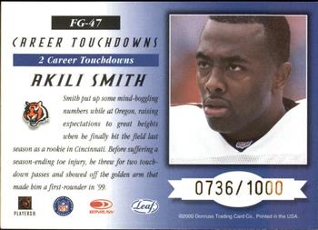 2000 Leaf Certified - Fabric of the Game #FG-47 Akili Smith Back