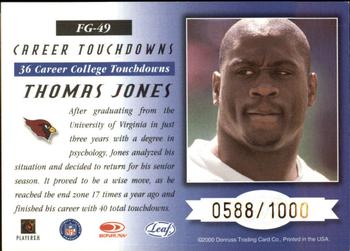 2000 Leaf Certified - Fabric of the Game #FG-49 Thomas Jones Back