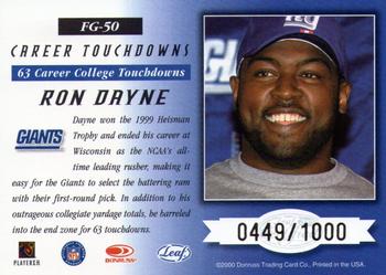 2000 Leaf Certified - Fabric of the Game #FG-50 Ron Dayne Back