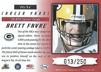 2000 Leaf Certified - Fabric of the Game #FG-54 Brett Favre Back