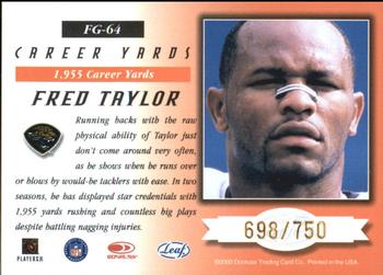 2000 Leaf Certified - Fabric of the Game #FG-64 Fred Taylor Back