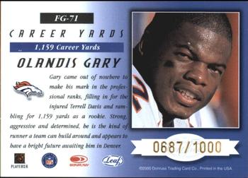2000 Leaf Certified - Fabric of the Game #FG-71 Olandis Gary Back