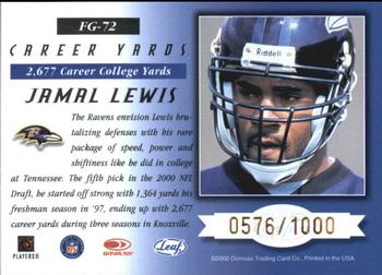 2000 Leaf Certified - Fabric of the Game #FG-72 Jamal Lewis Back