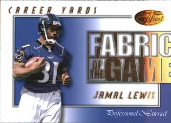 2000 Leaf Certified - Fabric of the Game #FG-72 Jamal Lewis Front