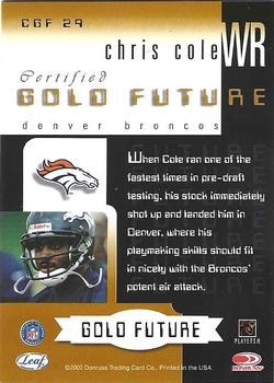 2000 Leaf Certified - Certified Gold Future #CGF 29 Chris Cole Back