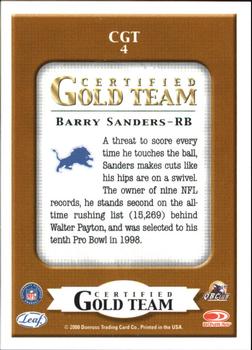 2000 Leaf Certified - Certified Gold Team #CGT4 Barry Sanders Back