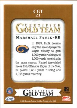 2000 Leaf Certified - Certified Gold Team #CGT21 Marshall Faulk Back