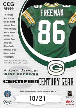2000 Leaf Certified - Certified Century Gear #CCG AF86-H Antonio Freeman Back